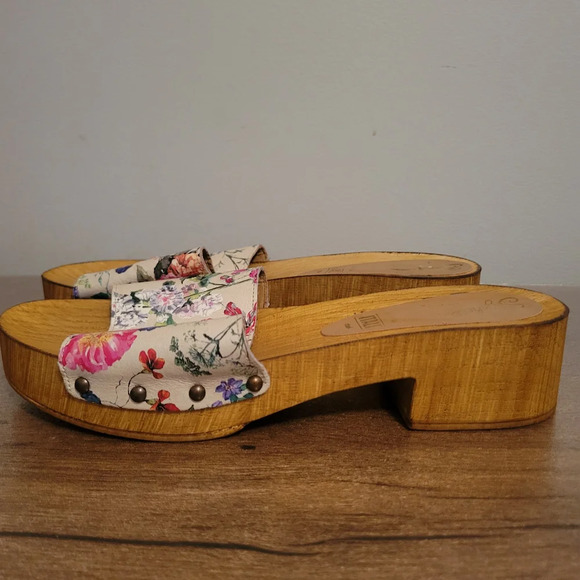 Seychelles Floral Wooden Sole Sandals Marine Layer Size 8.5 - Picture 4 of 7